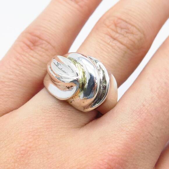 925 Sterling Silver Vintage Pejois Beverly Hills Ribbed Ring Size 8.25 - Picture 1 of 9